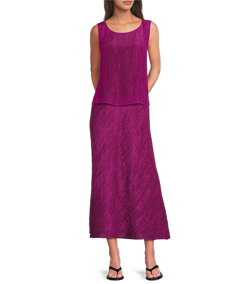 Eileen Fisher Textured Silk Jacqaurd Bias Midi Skirt