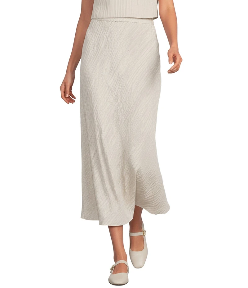 Eileen Fisher Textured Silk Jacqaurd Bias Midi Skirt