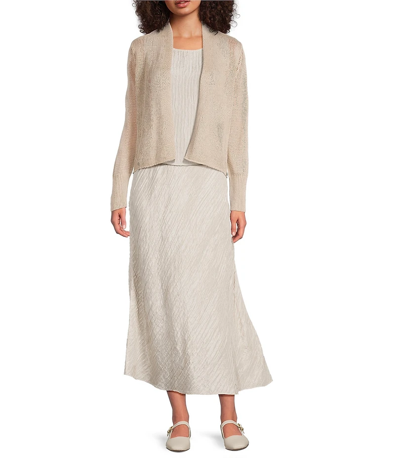 Eileen Fisher Textured Silk Jacqaurd Bias Midi Skirt