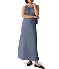 Eileen Fisher Textured Silk Jacquard Boat Neck Sleeveless Top