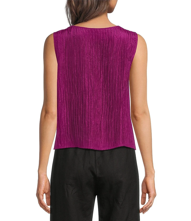 Eileen Fisher Textured Silk Jacquard Boat Neck Sleeveless Top