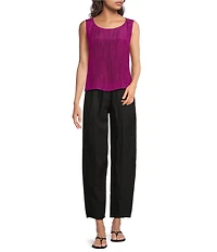 Eileen Fisher Textured Silk Jacquard Boat Neck Sleeveless Top