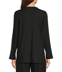 Eileen Fisher Textured Stretch Rib Knit Round Neck Long Sleeve Tunic