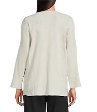 Eileen Fisher Textured Stretch Rib Knit Round Neck Long Sleeve Tunic