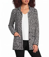 Eileen Fisher Two-Tone Yarn Notch Collar Long Sleeve Two Button-Front Jacket