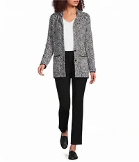 Eileen Fisher Two-Tone Yarn Notch Collar Long Sleeve Two Button-Front Jacket