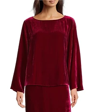 Eileen Fisher Velvet Boat Neck Bracelet Sleeve Top
