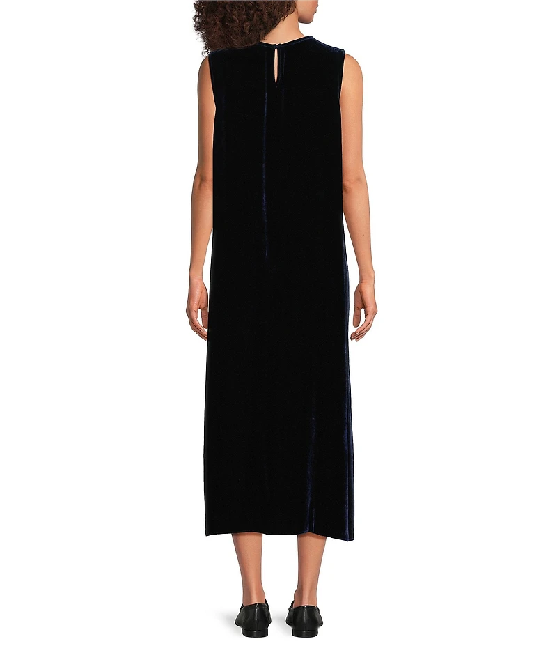 Eileen Fisher Velvet Crew Neck Sleeveless Midi Dress
