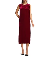 Eileen Fisher Velvet Crew Neck Sleeveless Midi Dress