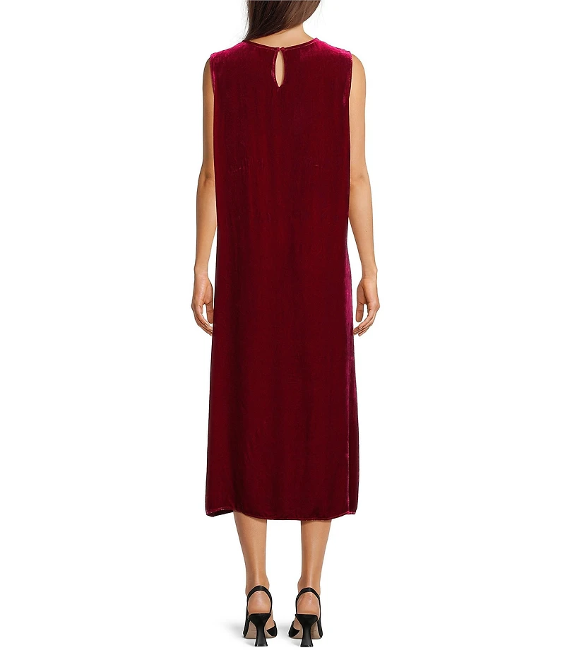 Eileen Fisher Velvet Crew Neck Sleeveless Midi Dress