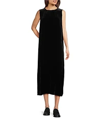 Eileen Fisher Velvet Crew Neck Sleeveless Midi Dress