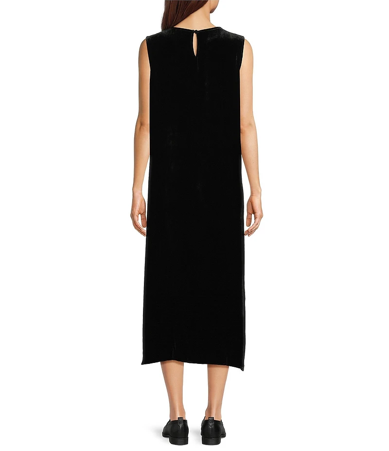 Eileen Fisher Velvet Crew Neck Sleeveless Midi Dress