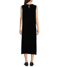 Eileen Fisher Velvet Crew Neck Sleeveless Midi Dress