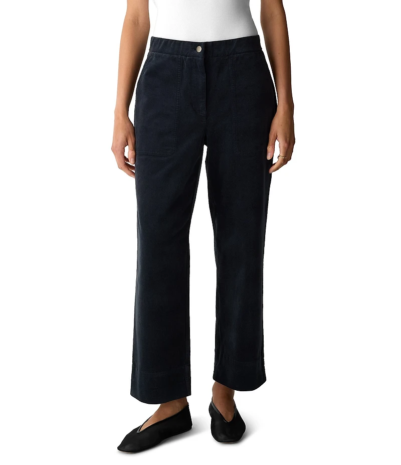 Eileen Fisher Velvety Soft Texture Cuffed Hem Corduroy Ankle Pants