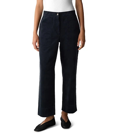 Eileen Fisher Velvety Soft Texture Cuffed Hem Corduroy Ankle Pants
