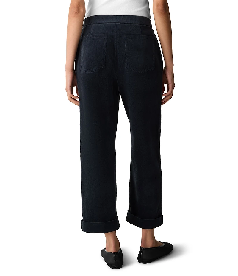 Eileen Fisher Velvety Soft Texture Cuffed Hem Corduroy Ankle Pants