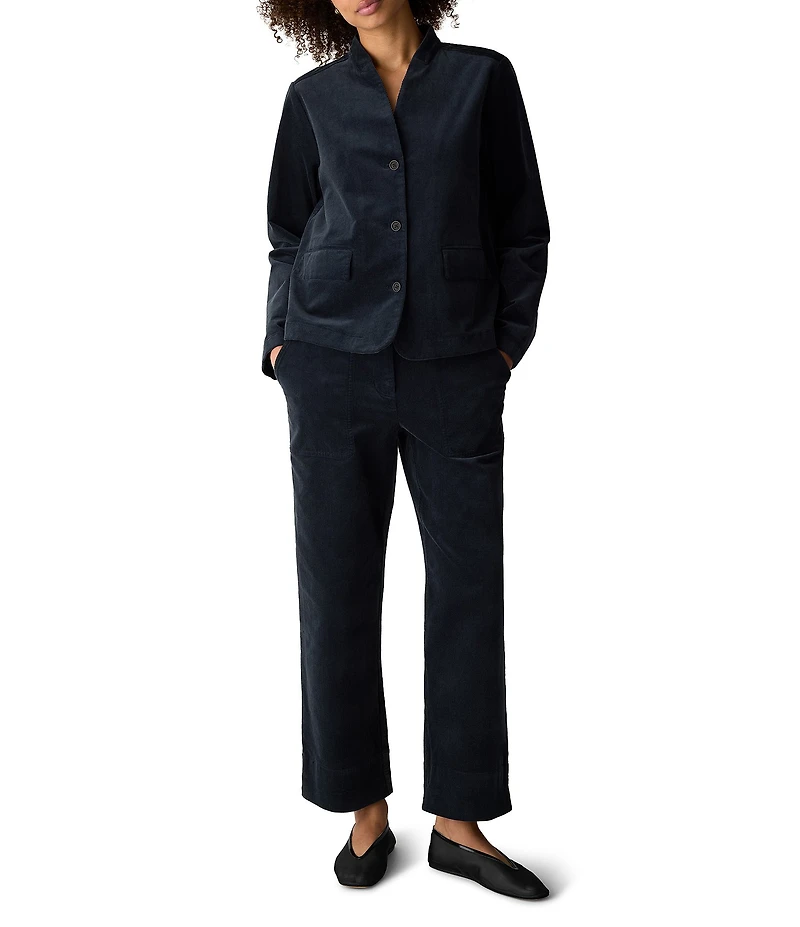 Eileen Fisher Velvety Soft Texture Cuffed Hem Corduroy Ankle Pants