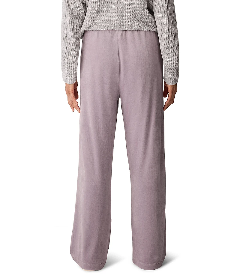 Eileen Fisher Velvety Velour Knit Mid-Rise Wide Leg Pants