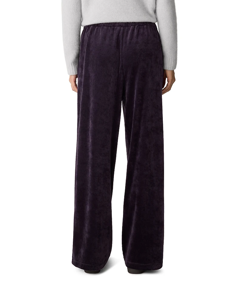 Eileen Fisher Velvety Velour Knit Mid-Rise Wide Leg Pants