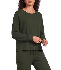 Eileen Fisher Waffle Double Knit Crew Neck Long Raglan Sleeve Top
