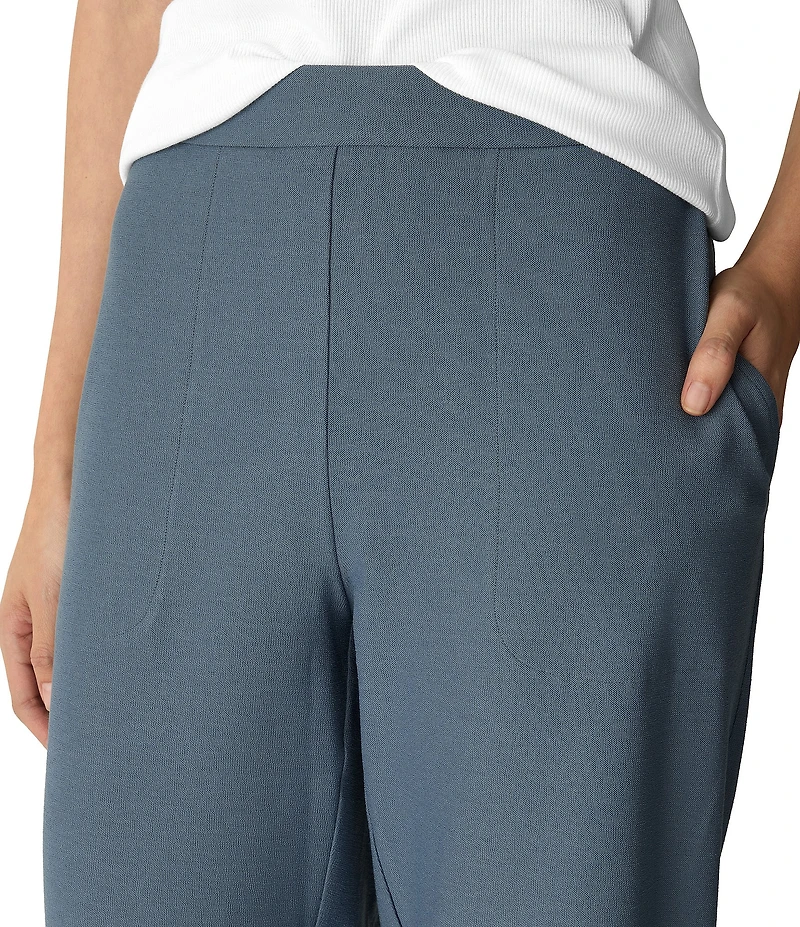 Eileen Fisher Washable Stretch Crepe Ankle Cuffed Pull-On Tapered Pants