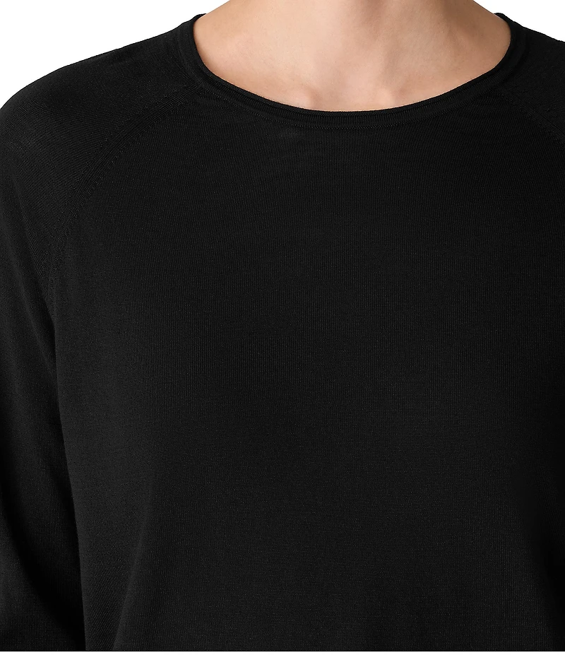 Eileen Fisher Whisper Soft Merino Wool Knit Crew Neck Long Sleeve Sweater