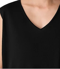 Eileen Fisher Whisper Soft Merino Wool Knit V-Neck Sleeveless Vest