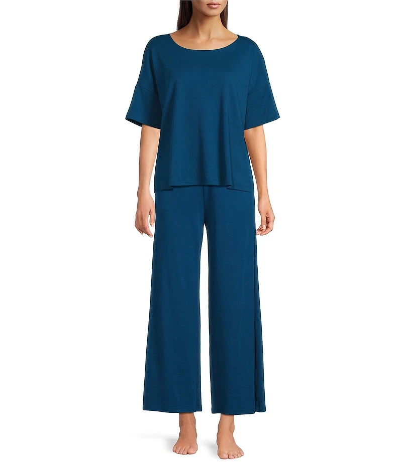 Eileen Fisher Organic Cotton Wide Ankle Knit Sleep Pants