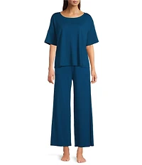 Eileen Fisher Organic Cotton Wide Ankle Knit Sleep Pants
