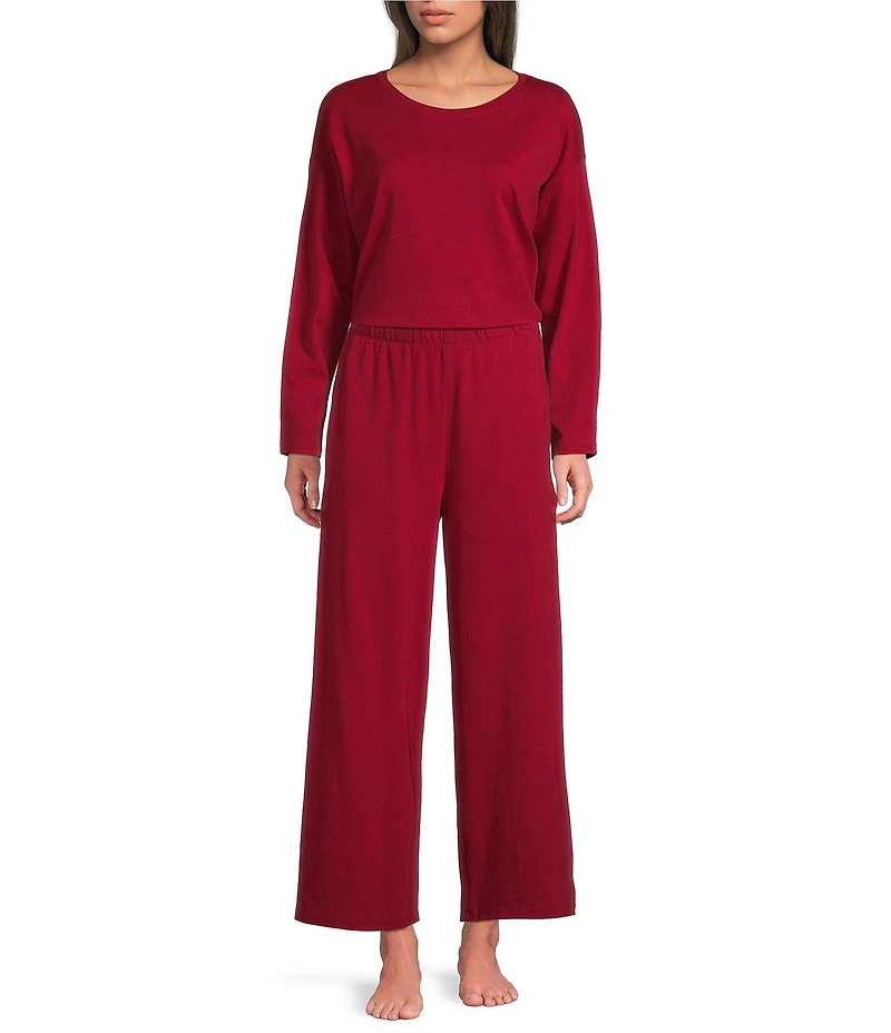 Eileen Fisher Organic Cotton Coordinating Wide Ankle Knit Sleep Pants