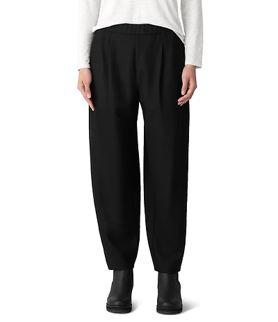 Eileen Fisher Wool Jersey Pleated Lantern Pants