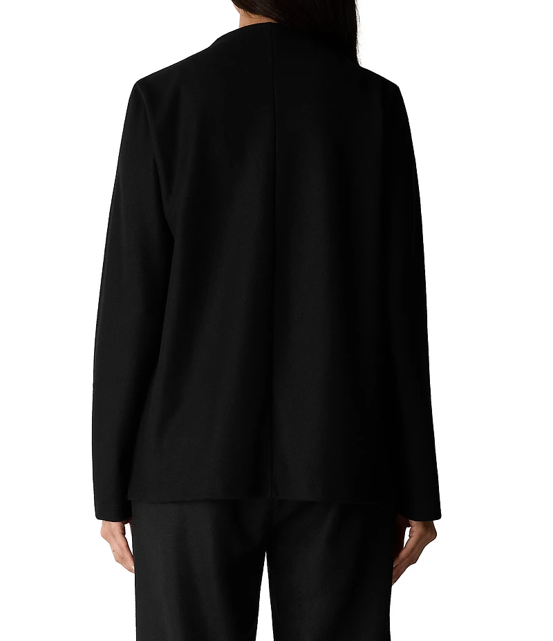 Eileen Fisher Wool Knit Jersey Long Sleeve Open-Front Jacket