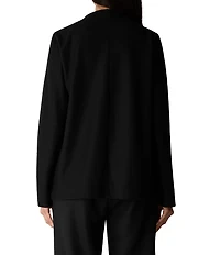 Eileen Fisher Wool Knit Jersey Long Sleeve Open-Front Jacket