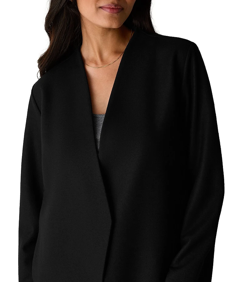 Eileen Fisher Wool Knit Jersey Long Sleeve Open-Front Jacket