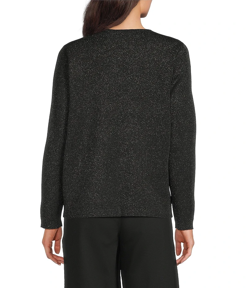 Eileen Fisher Wool Lurex Crew Neck Long Sleeve Sweater