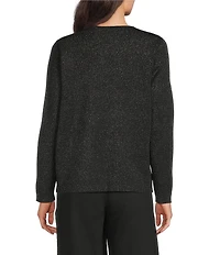 Eileen Fisher Wool Lurex Crew Neck Long Sleeve Sweater