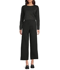 Eileen Fisher Wool Lurex Crew Neck Long Sleeve Sweater