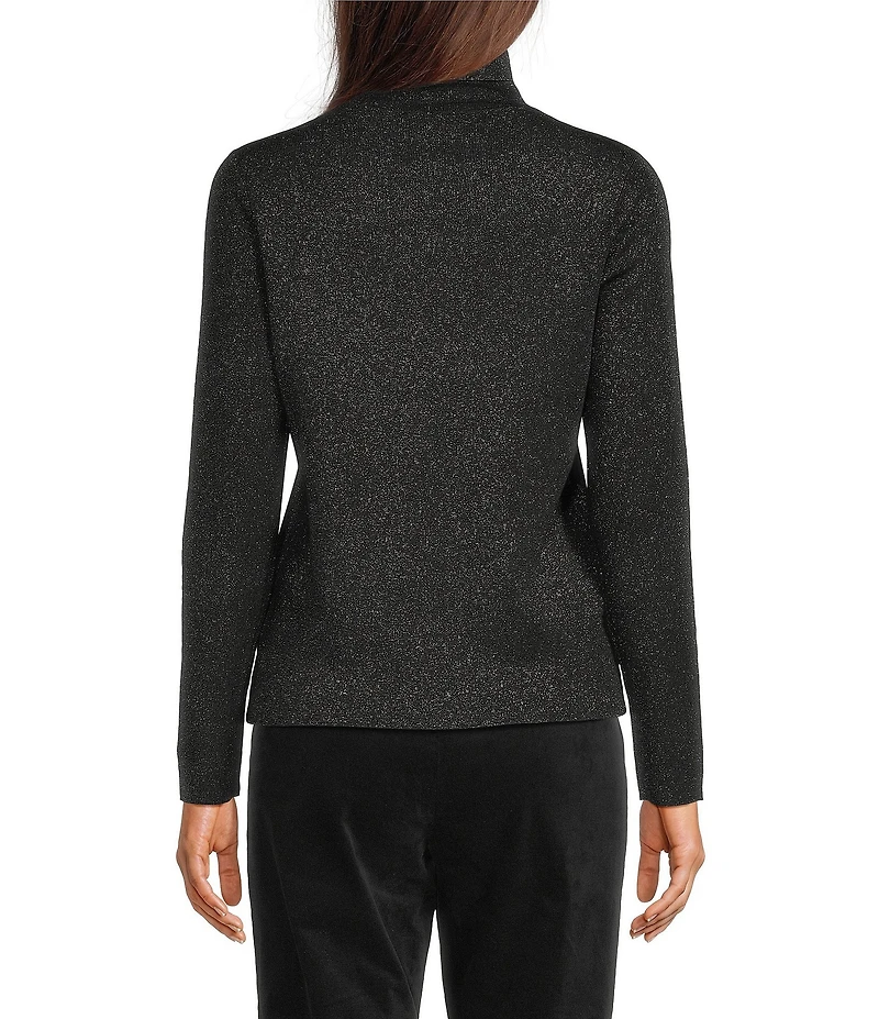 Eileen Fisher Wool Metallic Lurex Knit Turtleneck Long Sleeve Top