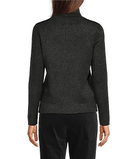 Eileen Fisher Wool Metallic Lurex Knit Turtleneck Long Sleeve Top