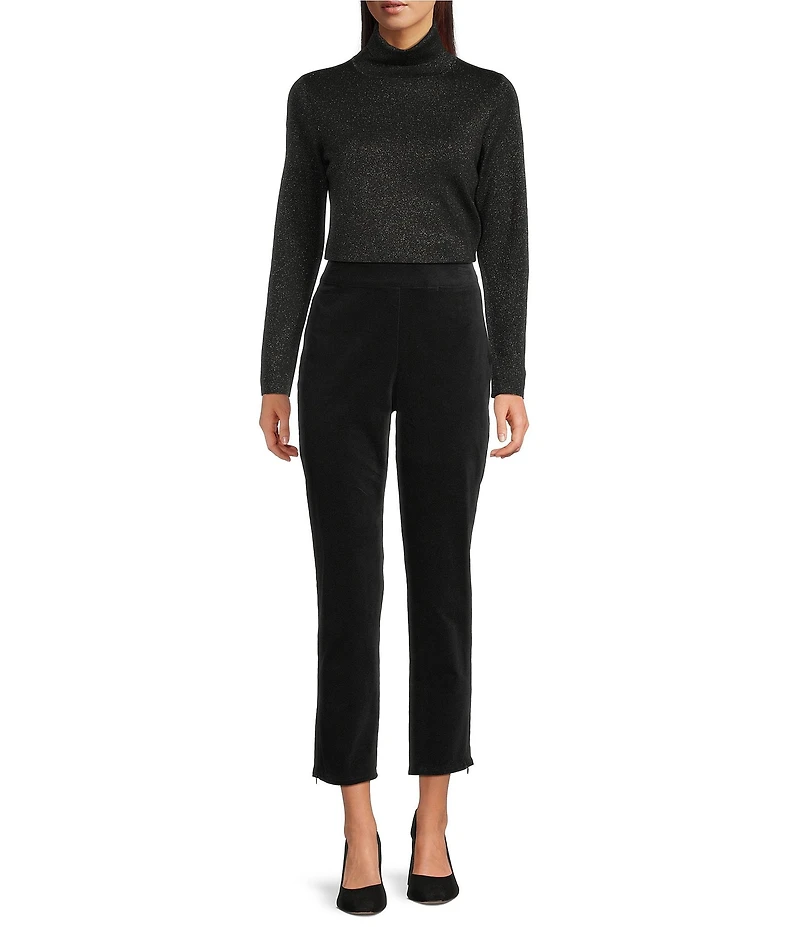 Eileen Fisher Wool Metallic Lurex Knit Turtleneck Long Sleeve Top