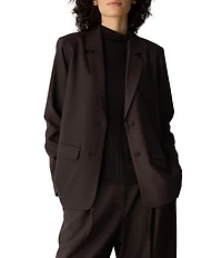 Eileen Fisher Wool Spun Notch Lapel Collar Long Sleeve Two Button-Front Blazer