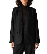 Eileen Fisher Wool Spun Notch Lapel Collar Long Sleeve Two Button-Front Blazer
