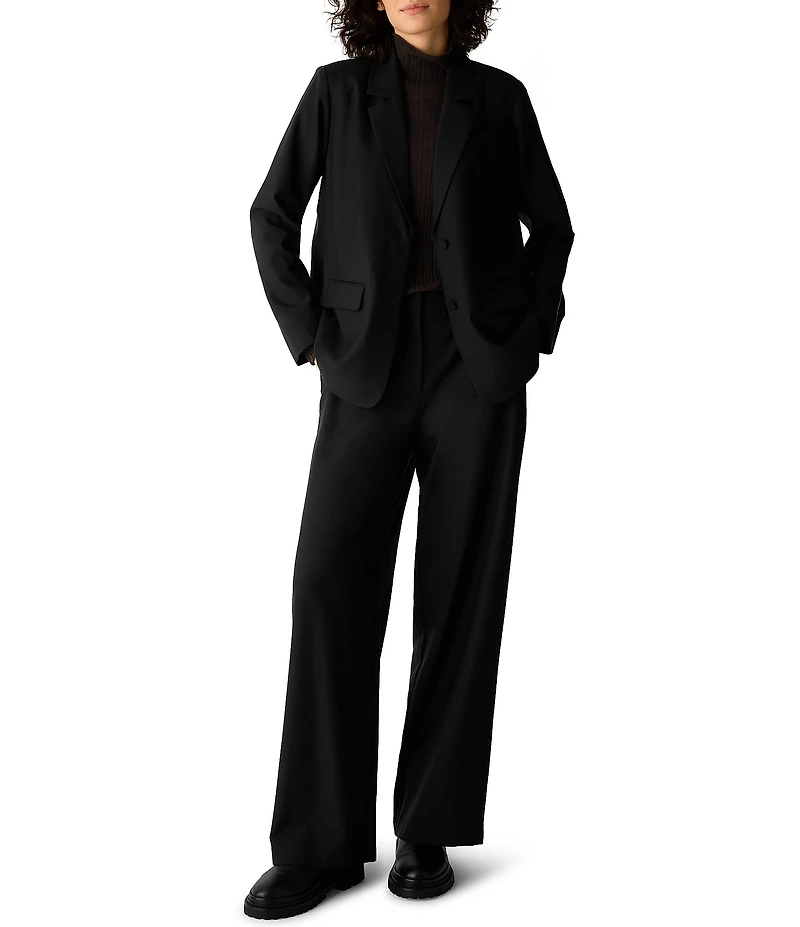 Eileen Fisher Wool Spun Notch Lapel Collar Long Sleeve Two Button-Front Blazer