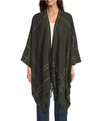 Eileen Fisher Wool Twill Plaid Wrap