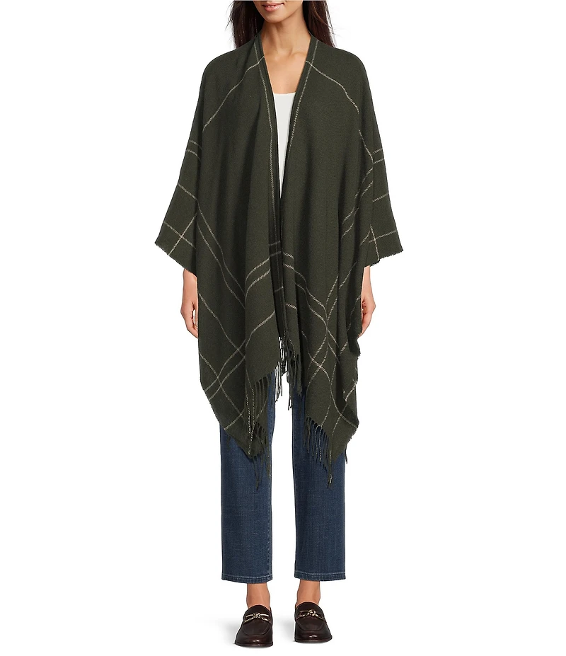 Eileen Fisher Wool Twill Plaid Wrap
