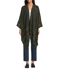 Eileen Fisher Wool Twill Plaid Wrap