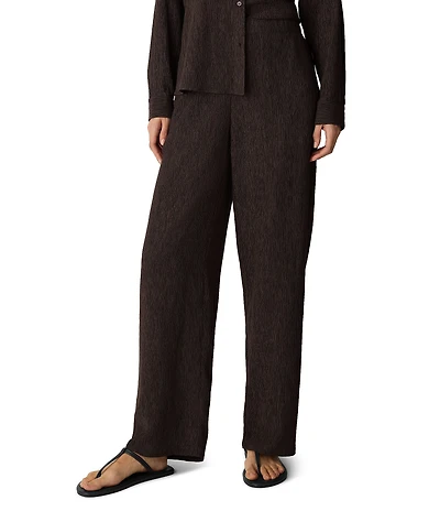 Eileen Fisher Woven Plisse Straight Leg Pull-On Coordinating Pants