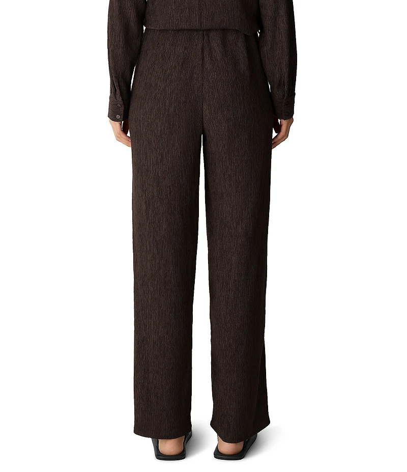 Eileen Fisher Woven Plisse Straight Leg Pull-On Coordinating Pants