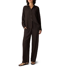 Eileen Fisher Woven Plisse Straight Leg Pull-On Coordinating Pants