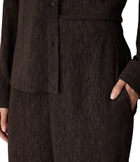 Eileen Fisher Woven Plisse Straight Leg Pull-On Coordinating Pants